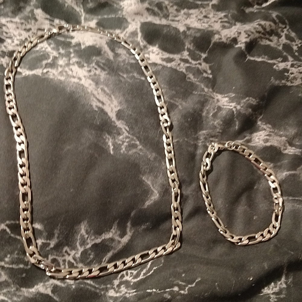Men's necklace and bracelet set stainless steel